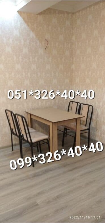 Masa və oturacaq dəstləri: Mətbəx üçün, Yeni, Dördbucaq masa, 4 stul — 30