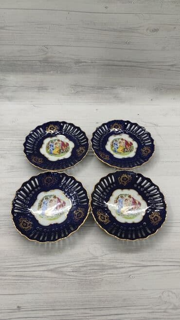 qab qacaq ikinci el: Boşqablar, 4 ədədli dəst, Kobalt, Azərbaycan — 1