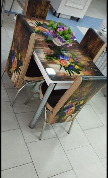 stul ev ucun: Qonaq otağı üçün, Yeni, Açılan, Dördbucaq masa, 4 stul — 22