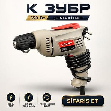 ZUBR şəbəkəli drel – 550 Vt Xüsusiyyətlər: - Güc: 550 Vt - Şəbəkədən