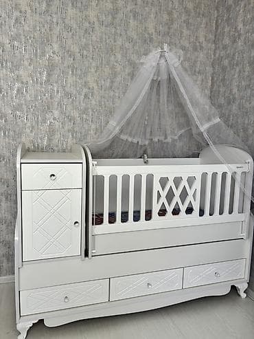transformer divan: Aymimi brendinin çoxfunksiyalı beşik-dolab dəsti - Rəng: ağ - Korpus — 2