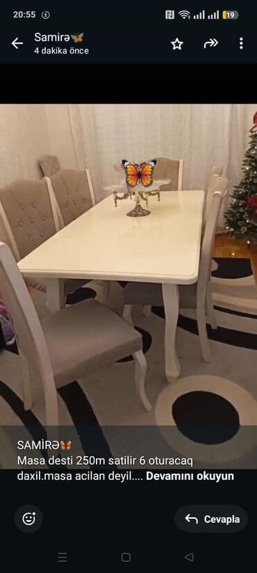 stol stul dəstləri islenmis: SAMİRƏ🦋 Masa desti 250m satilir 6 oturacaq daxil.masa acilan deyil — 1
