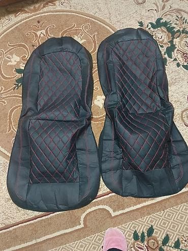 oturacaqlari: Avtomobil oturacaq örtükləri dəsti - Rəng: qara, qırmızı romb tikişli — 2