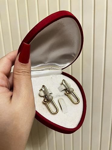 qızıl sırqalar: Dəstə daxildir: Sırğa, Tiffany, Sarı qızıl, 585 Əyar, 8 g — 1