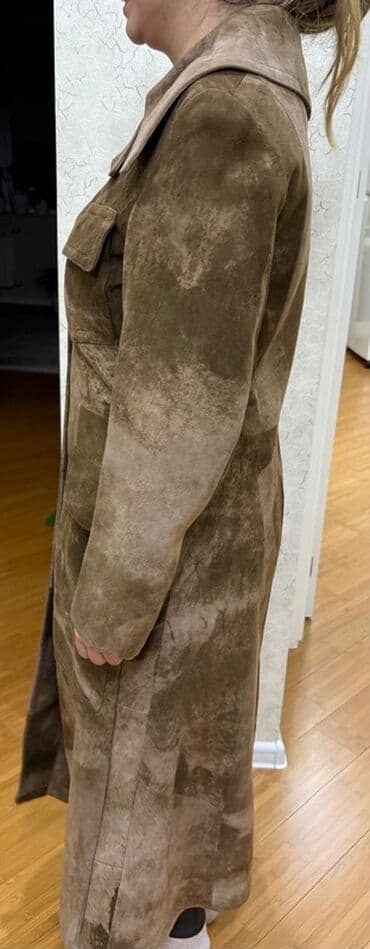 женские утепленные плащи: Qadın üçün süet trençkot - Material: yumşaq süet (nubuk effektli) — 9