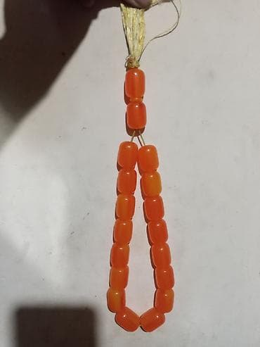 Narıncı rəngli təsbeh kehraba - Material: hamar səthli — 2