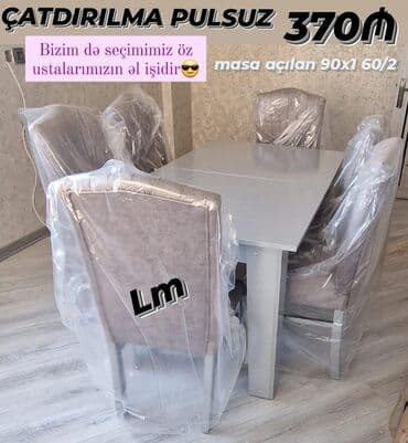 Qonaq otağı üçün, Yeni, Açılan, Dördbucaq masa, 6 stul