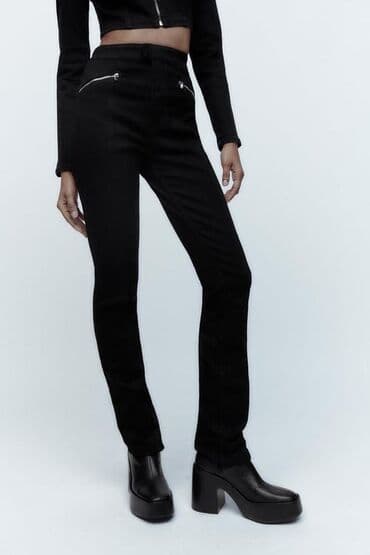 roller uşaq rolikləri: Zara yan cibləri ve arxa eteklerde zamok olan, dar, uzun qara cins — 2