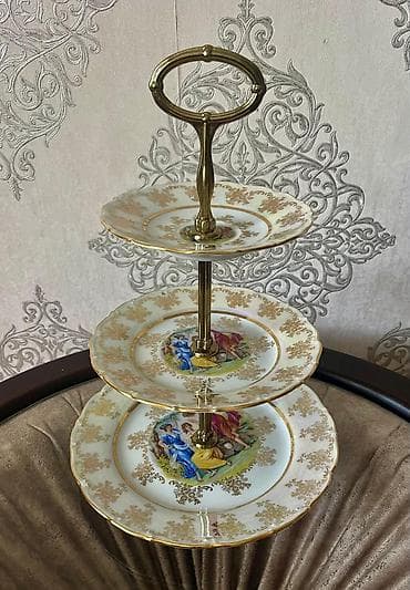 Tort və şiriniyyat qabı, rəng - Qızılı, Farfor — 1