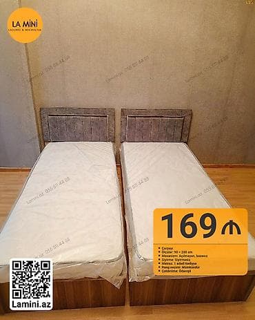 matras taxt: Təknəfərlik çarpayı, Bazasız, Matras ilə, Siyirməsiz — 1