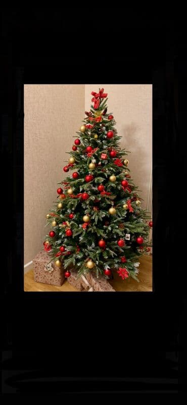 twinkly 150 led cena: Sıx budaqlı Kremlevski model 1.80 sm Şam qozalı kokina çiçəkli və — 2