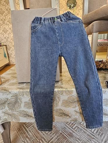 yun şalvar: Uşaq üçün cins şalvar - Model: dar kəsimli, düz paça - Rəng: tünd — 1