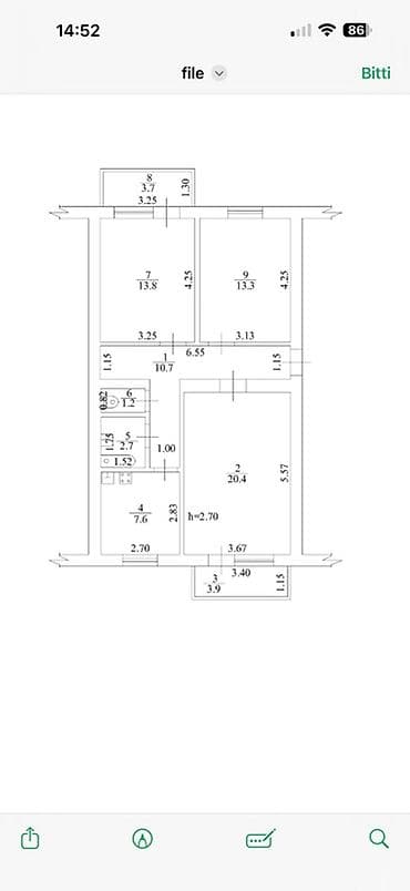 Bakı, 3 otaqlı, Köhnə tikili, 72 kv. m