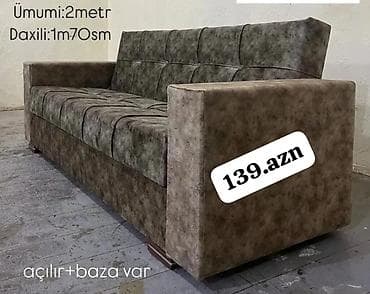pardalar: Açılan mexanizmli divan – baza ilə - Ümumi ölçü: 2 metr - Daxili — 1