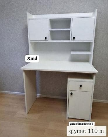 kamot modelleri: Ağ rəngli yazı/kompüter masası – üst şkaflı model - Geniş iş səthi — 2