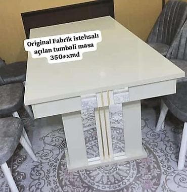Original fabrik istehsalı açılan tumpalı masa - Rəng: krem/ağ