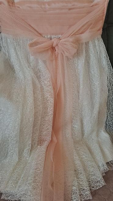 бальное платье для девочки: Zərif gecə/libas - Rəng: ağ və pudra çəhrayı - Model: strapless — 2