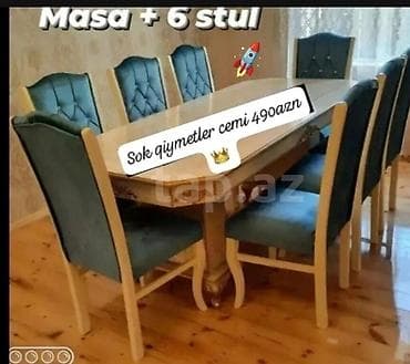 yellenen stul: Qonaq otağı üçün, Yeni, Açılmayan, Oval masa, 6 stul — 1