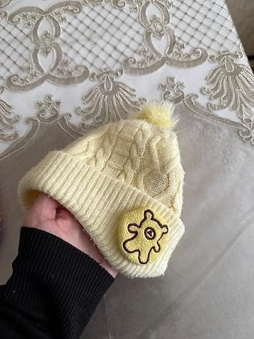 Üst geyimləri: Uşaq üçün toxunma papaq - Rəng: açıq krem/sarının pastel tonu - — 2