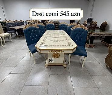 stol destleri: Qonaq otağı üçün, Açılmayan, Dördbucaq masa, 6 stul — 1