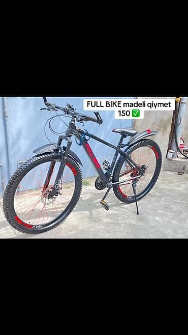FULL BIKE modeli dağ velosipedi - Rəng: qara-gövdə, qırmızı detallar
