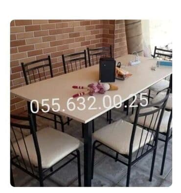 bağça üçün: Yeni, Kvadrat masa, Açılmayan, Stullar ilə, Dəri — 12