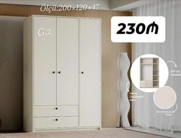 Ev üçün dekor: Açılan, 3 qapılı Düz dolab, Qarderob, paltar dolabı — 1