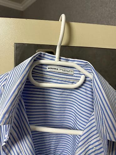 Мужская рубашка, Bershka, XS, цвет - Голубой — 2
