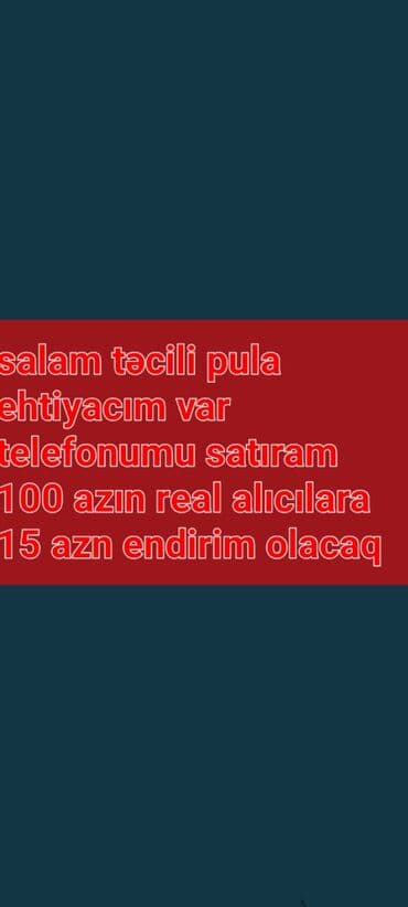 Telefon satılır. Mətn üzrə məlumat: - Qiymət: 100 AZN - Real