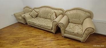 klassik divan kreslo: Б/у, Классический диван, Диван, 2 кресла, С подъемным механизмом, Раскладной — 5