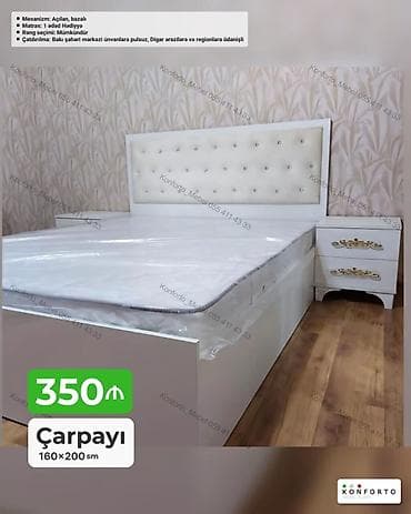 islenmis matras: Çarpayı – 160×200 sm - Mexanizm: açılan, bazalı (anbar hissəsi ilə) - — 1