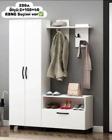 kreditle dolab: 2 qapılı, Ağ, Digər material, Açılan, Düz dolab — 1