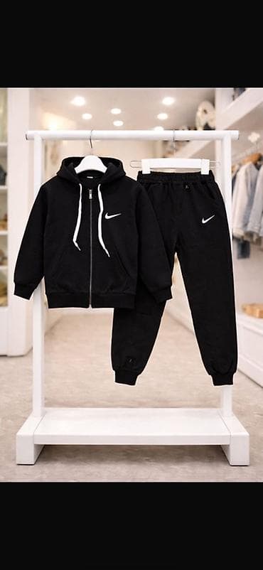 Uşaq idman dəsti – qara rəng - 2 parça: kapüşonlu, fermuarlı svitşot