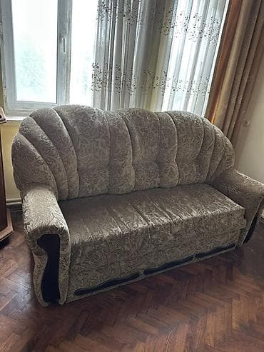 klassik: Yumşaq mebel dəsti – 1 divan 195 sm + 2 kreslo 90 sm - Rəng: açıq — 4