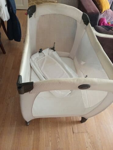 son zeng sarucka sekilleri: Uşaq üçün qatlanan oyun çarpayısı/park yataq - Rəng: açıq bej, mesh — 6