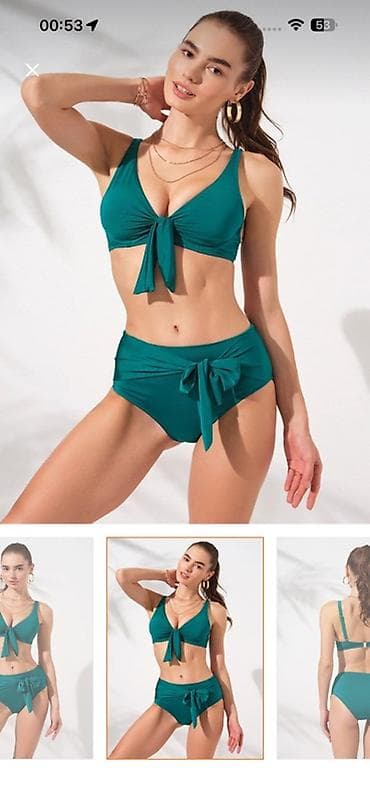 ic geyim: Iki hissəli qadın bikini dəsti – zümrüd-yaşıl rəngdə - Üst — 2
