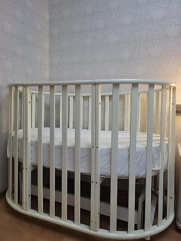 intex matras: Oval formalı uşaq beşiyi - Rəng: açıq krem/ağ - Material: taxta — 3