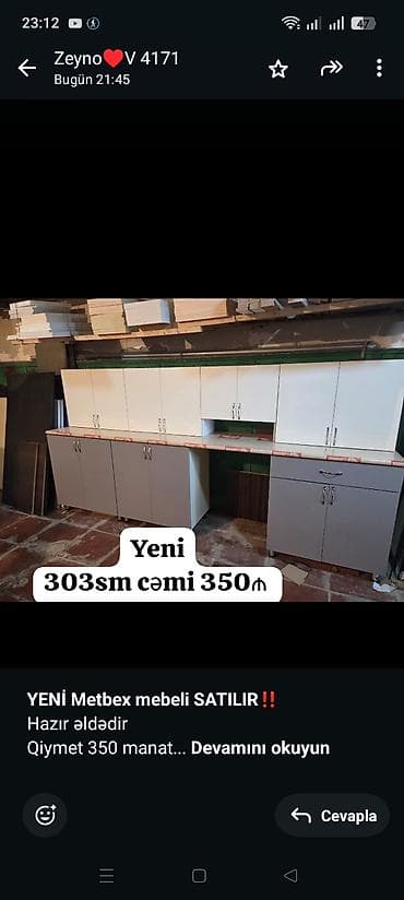*YENİ Metbex mebeli SATILIR*‼️ Hazır əldədir Qiymet 350 manat Olcusu
