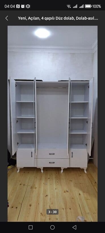 балконный шкаф: Yeni, Açılan, 4 qapılı Düz dolab, Dolab-asılqan, Azərbaycan — 6