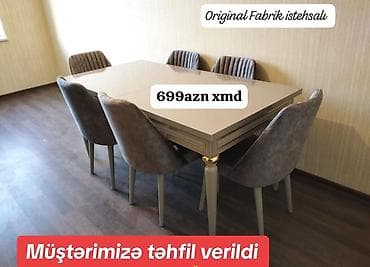 usdular: Mətbəx üçün, Açılmayan, Dördbucaq masa, 6 stul — 1
