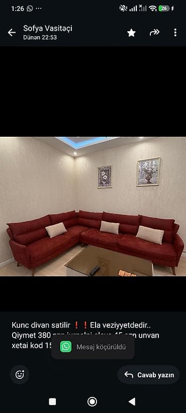 Kunc divan satilir ❗❗Ela veziyyetdedir. Qiymet 380 azn jurnalni elave