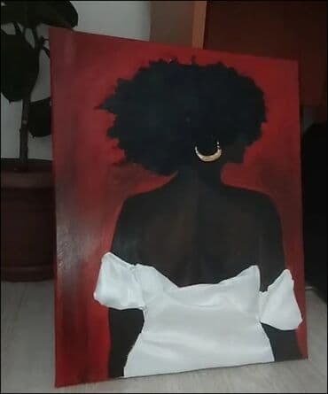 Bağ evi və bağ üçün hərşey: Rəsm əsəri – kətan üzərində akril - Mövzu: arxadan görünüşlü zərif — 3