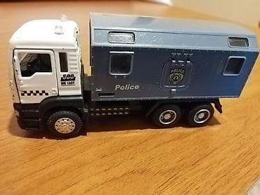 dəmir pullar: Oyuncaq polis yük maşını modeli - Material: metal gövdə (die-cast) və — 2
