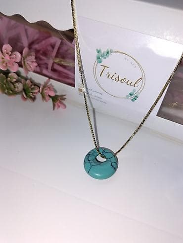 aslan gözü daşı: Trisoul brendindən təbii daş asqılı boyunbağılar - Model: dairəvi — 2