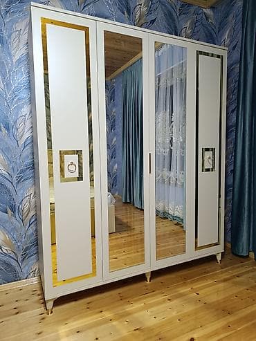 dehliz dolablar: Yeni, 4 qapılı, Güzgülü, Ağ, Digər material, Açılan, Düz dolab — 1