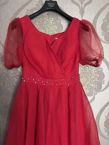 mini donlar: Qırmızı şifon don - Model: qısa/midi uzunluqda, A-kesim ətəkli - — 1