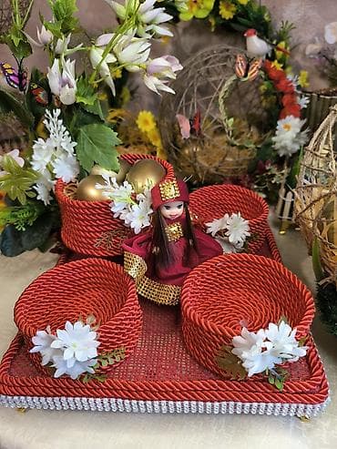 dekor soba: Novruz temalı əl işləri və dekor kompozisiyaları - Jut iplə toxunmuş — 4