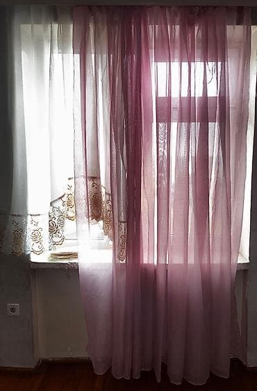sadə pərdələr: İşlənmiş, Satin Tül, rəng - Çəhrayı, Ödənişli çatdırılma, Ünvandan götürmə — 3