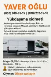 156 yuk dasima: Yükdaşıma xidməti – sürətli və etibarlı - Uzun kuzov: 4.20 m - — 4