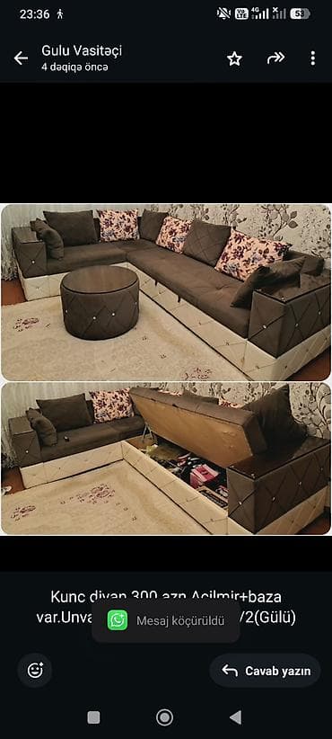 Kunc divan 300 azn.Acilmir+baza var.Unvan Sumqayit.Olcusu 3/2(Gülü) — 1